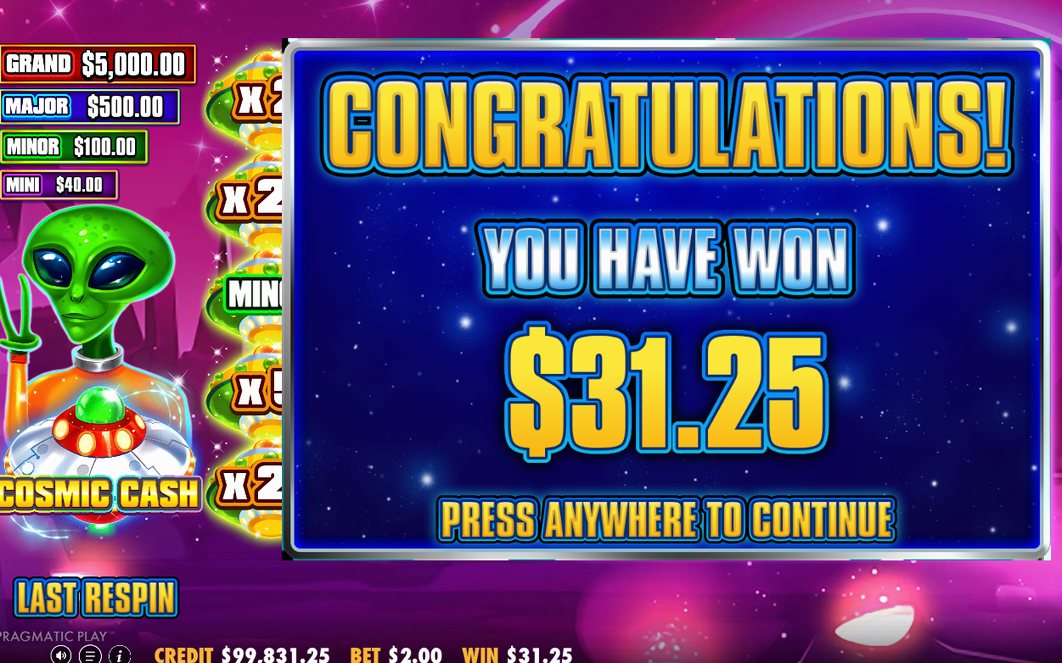 Winning line shown, highest win per line only