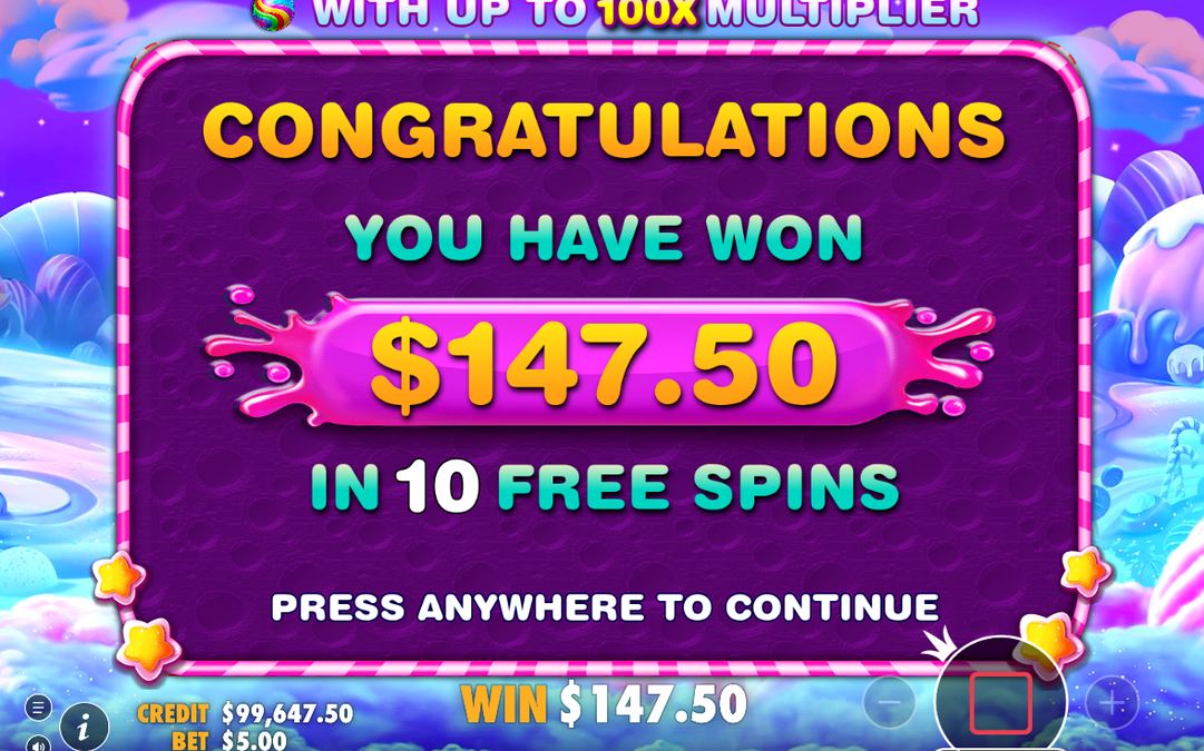 Win total for one spin, after all tumbles are added